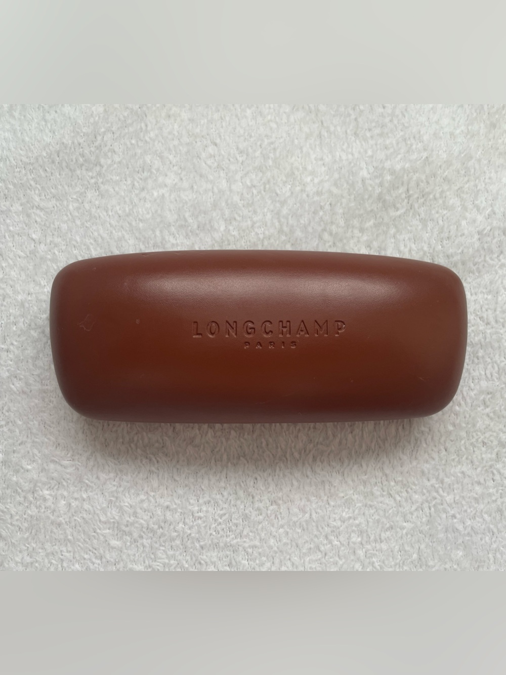 Longchamp Brown Sleek Leather Eyewear Case Used Has Scuff Marks